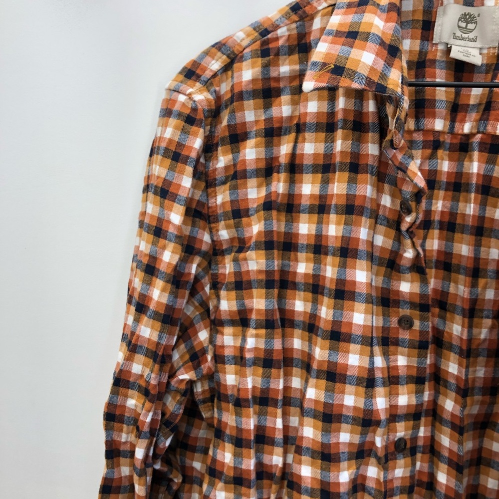 Timberland Orange Plaid Button Down Shirt - Picture 4 of 5